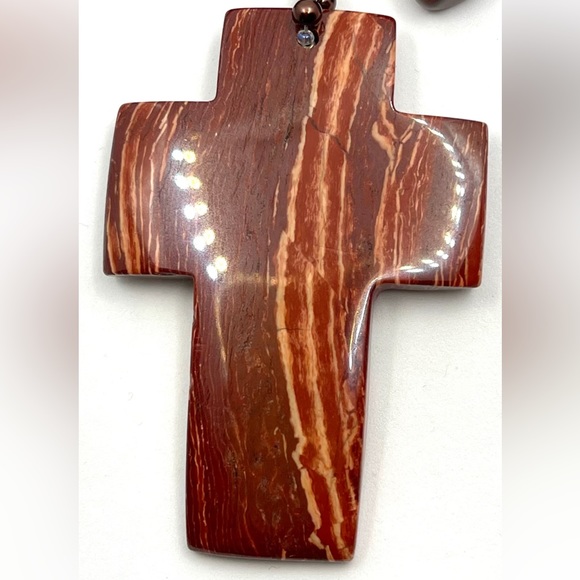 Red Jasper Necklace Natural Gemstones- AAA Nugget Bronze Color Freshwater Pearl - Picture 7 of 14